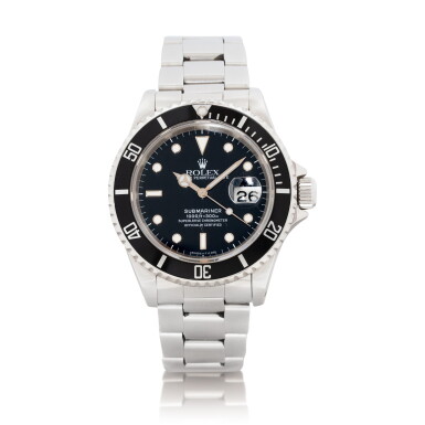 View full screen - View 1 of Lot 1009. Submariner, Ref. 16610 Montre bracelet en acier avec date et bracelet | Stainless steel wrsitwatch with date and bracelet Vers 1989 | Circa 1989.
