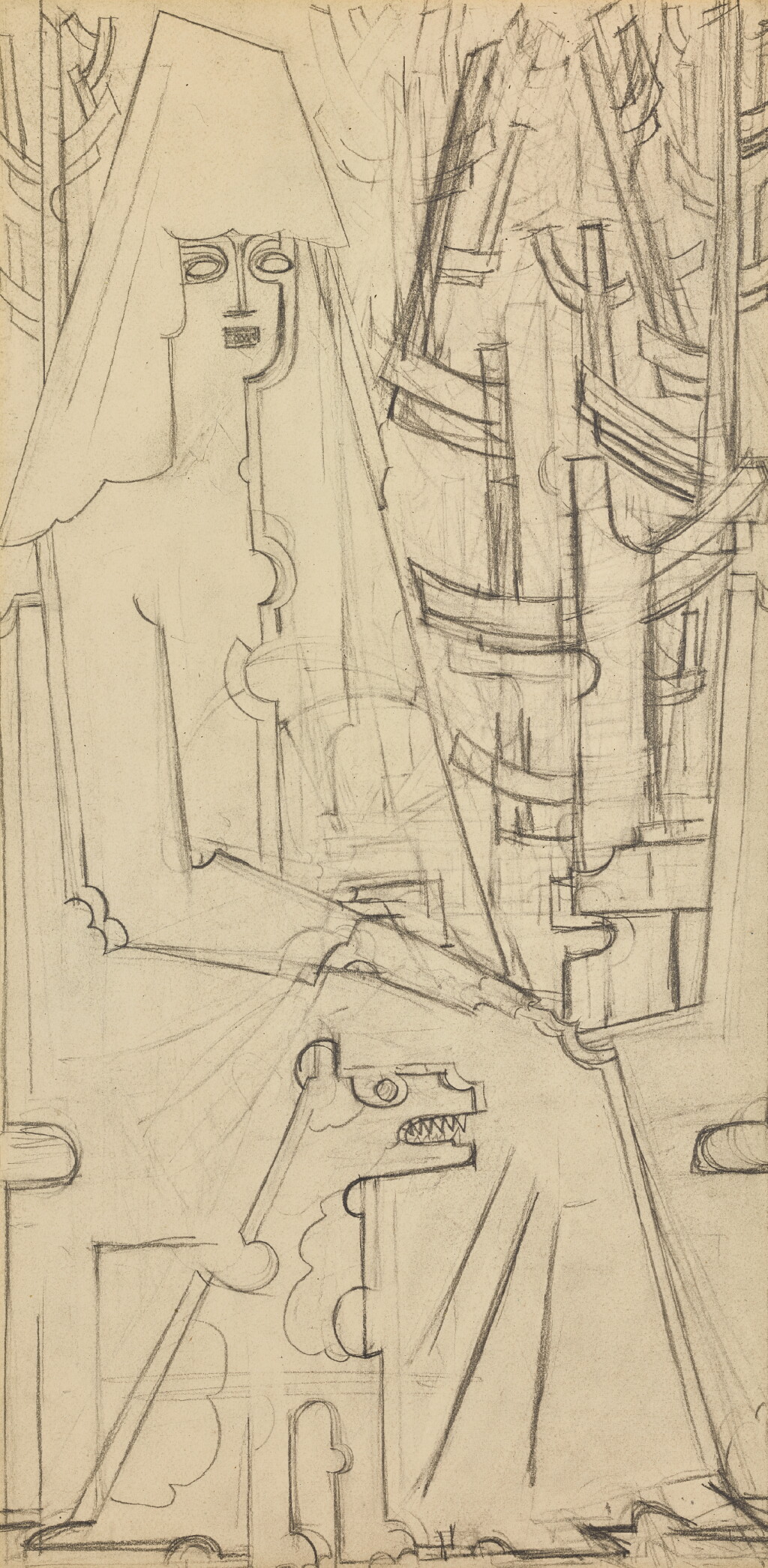 View full screen - View 1 of Lot 82. NATALIA SERGEEVNA GONCHAROVA | Espagnole au chien, Study for Femme en gris .