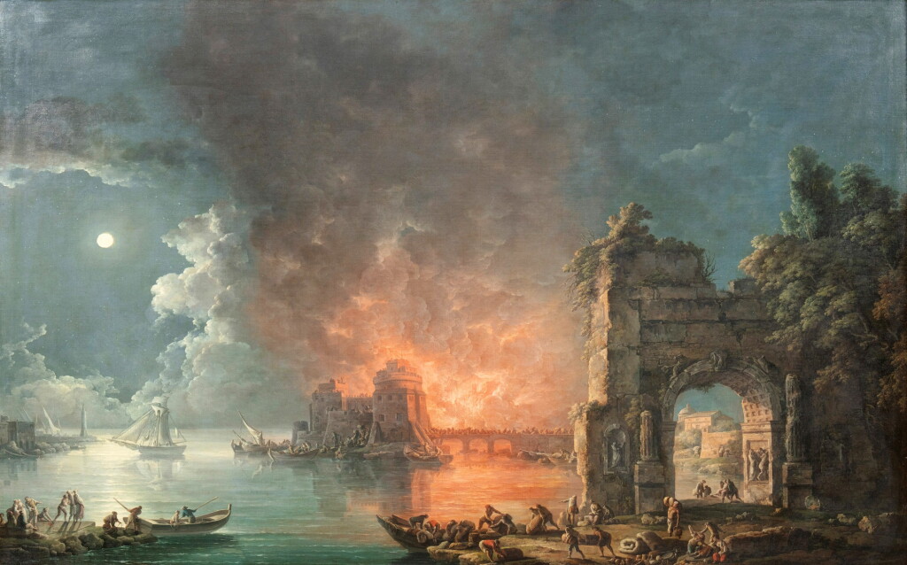 View full screen - View 1 of Lot 69. Fire in the island | L'incendie dans l'île.