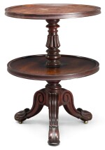 AN IRISH GEORGE IV MAHOGANY TWO-TIER DUMB-WAITER, CIRCA 1825, ATTRIBUTED TO MACK, WILLIAMS & GIBTON