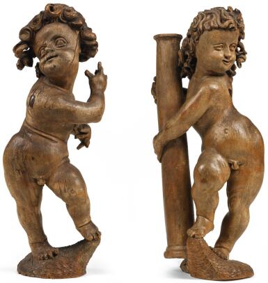 View full screen - View 1 of Lot 58. ATTRIBUTED TO HANS JUNCKER (CIRCA 1582-1624), GERMAN, FRANCONIA, EARLY 17TH CENTURY | PAIR OF PUTTI WITH THE INSTRUMENTS OF THE PASSION.