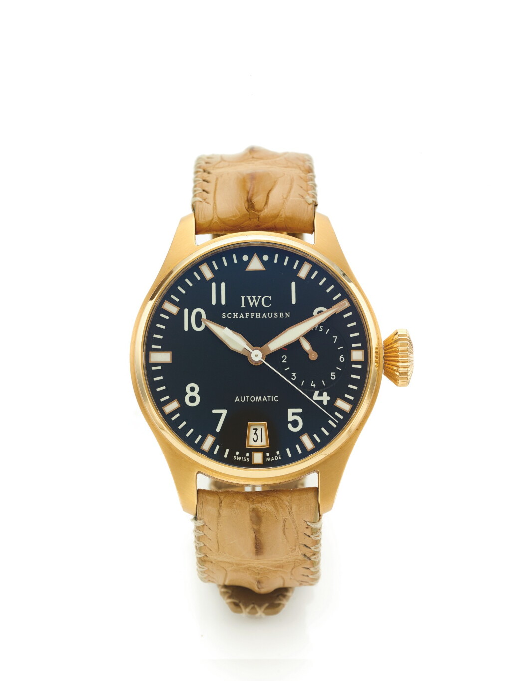 全萤幕检视 - 查看18 IWC | REF 5004 TOURNEAU BIG PILOT A LIMITED EDITION PINK GOLD AUTOMATIC CENTER SECONDS WRISTWATCH WITH DATE AND SEVEN DAY POWER RESERVE INDICATION CIRCA 2008的1