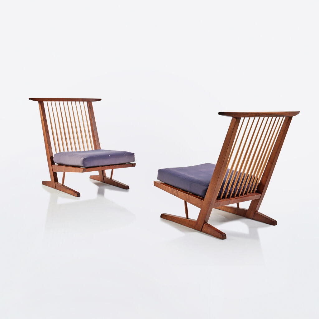 View full screen - View 1 of Lot 579. Pair of "Conoid" Cushion Chairs.