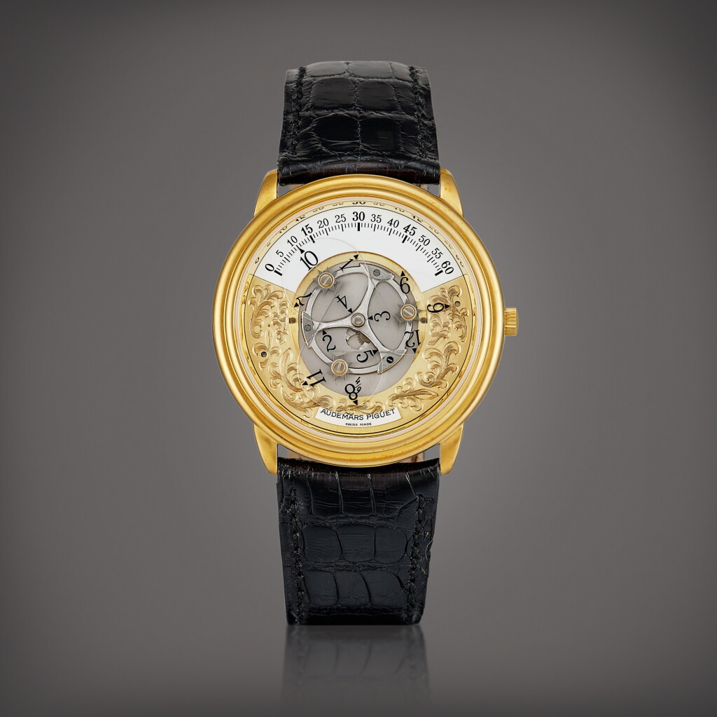 View full screen - View 1 of Lot 2222. Star Wheel, Reference 25720BA.OO.A002.02 A limited edition semi-skeletonised yellow gold wristwatch with wandering hours display, Circa 1993 | 愛彼 Star Wheel 型號25720BA.OO.A002.02 限量版半鏤空黃金腕錶,備漫遊小時顯示,約1993年製.