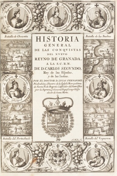 View full screen - View 1 of Lot 59. Historia General de la Conquistas del Nuevo Reyno de Granada. In-4. Vélin époque, ex très frais..