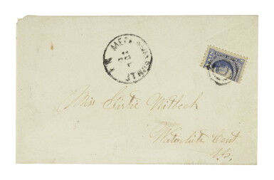 View full screen - View 1 of Lot 50. 1869 6c Ultramarine Vertical Bisect (115b).