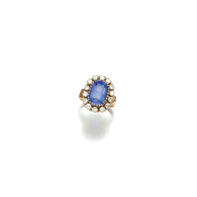 View full screen - View 1 of Lot 74. SAPPHIRE AND DIAMOND RING.