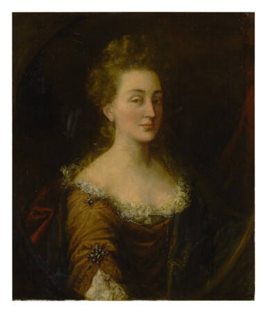 View full screen - View 1 of Lot 639. ENGLISH SCHOOL, CIRCA 1700 | PORTRAIT OF A LADY, SAID TO BE DOROTHY AMHERST, HALF LENGTH, IN A BROWN DRESS WITH LACE FRILLS AND BLUE CLOAK.