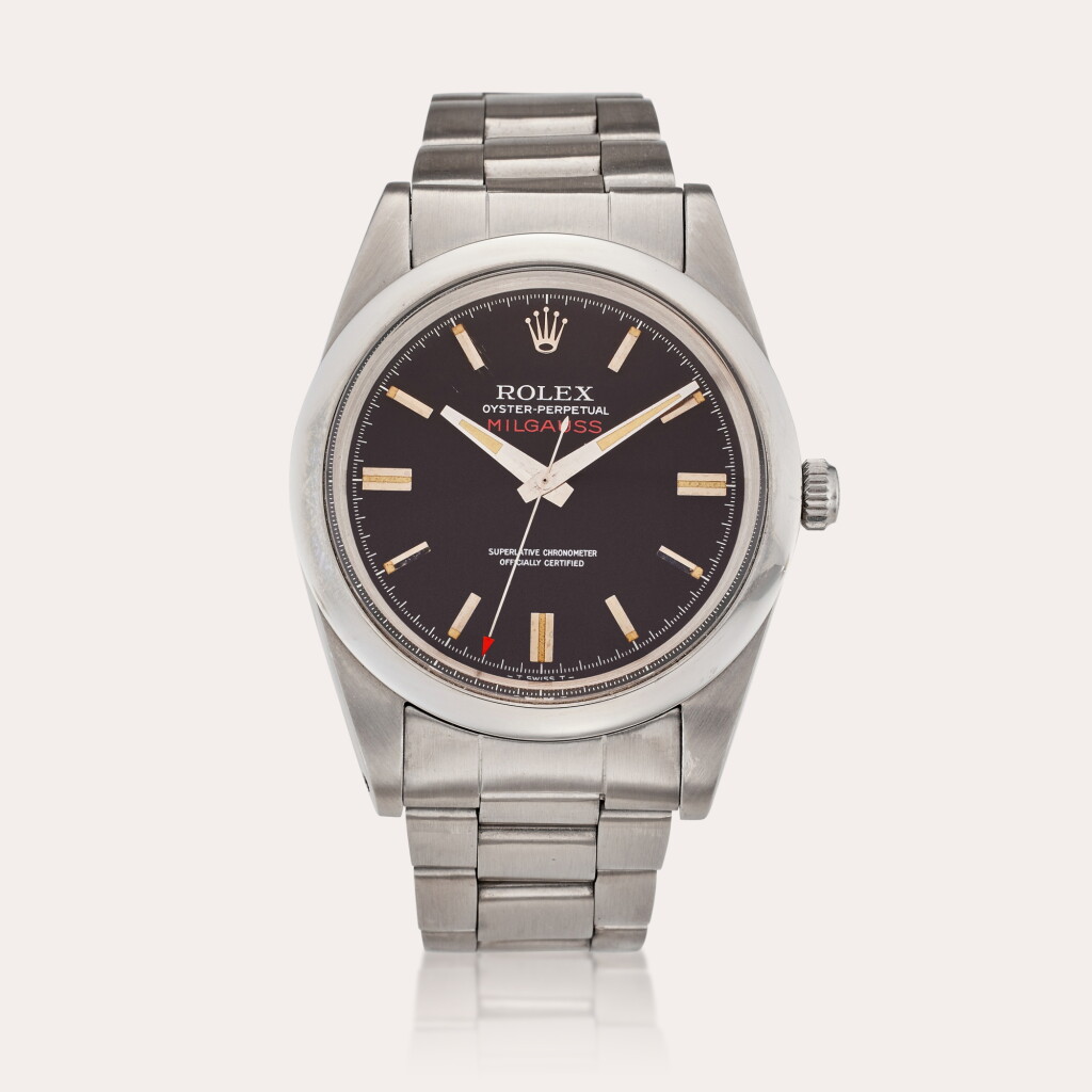 View full screen - View 1 of Lot 341. Reference 1019 Milgauss | A stainless steel automatic antimagnetic wristwatch with bracelet, Circa 1979.