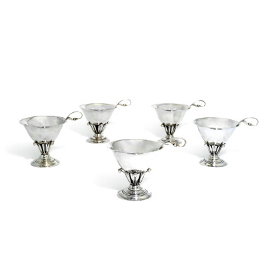 View full screen - View 1 of Lot 65. Five Danish silver bowls designed by Johan Rohde, Georg Jensen, Copenhagen, two with 1933-1945 period marks, three with post-1945 marks.