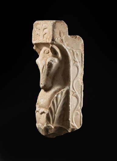 View full screen - View 1 of Lot 152. A Roman Marble Trapezophoros Fragment, circa 2nd Century A.D..