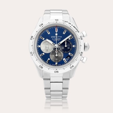 全螢幕檢視 - 查看2102Chronomaster Sport, Reference 03.3114.3600/51.M3100 A stainless steel 1/10th of a second chronograph wristwatch with date and bracelet, Circa 2023 | 真力時 | CHRONOMASTER SPORT 型號03.3114.3600/51.M3100 | 精鋼十份一秒計時鏈帶腕錶,備日期顯示,約2023年製的1