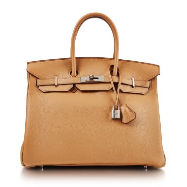View full screen - View 1 of Lot 8402. Tabac Camel Clemence Birkin 35 Palladium Hardware, 2003 | 愛馬仕煙草駝色 Clemence 牛皮35公分柏金包,配鍍鈀金屬件,2003年.