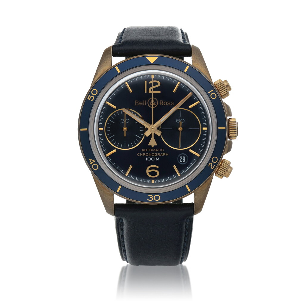 View full screen - View 1 of Lot 544. Aeronavale, Ref. BR V2-94-B-00906 Bronze and stainless steel chronograph wristwatch with date Circa 2019.
