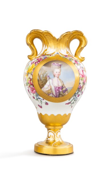 View full screen - View 1 of Lot 35. A Sèvres (hard-paste) Royal portrait vase (vase à oreilles), circa 1774-1775.