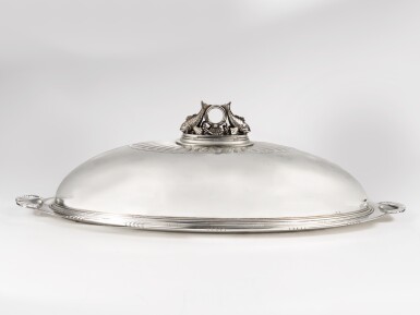 View full screen - View 1 of Lot 22. A Danish Silver Lobster Platter, Cover, and Mazarine, No. 335C, Designed by Johan Rohde for Georg Jensen Silversmithy, Copenhagen, 2015.