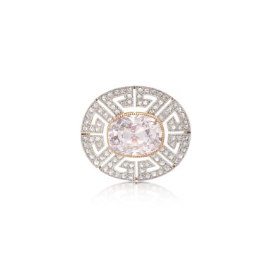 View full screen - View 1 of Lot 1061. Pink sapphire and diamond brooch, circa 1910.