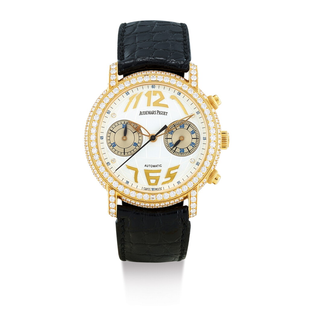 View full screen - View 1 of Lot 177. AUDEMARS PIGUET | JULES AUDEMARS, REFERENCE 25999, A YELLOW GOLD AND DIAMOND-SET CHRONOGRAPH WRISTWATCH, CIRCA 2005.
