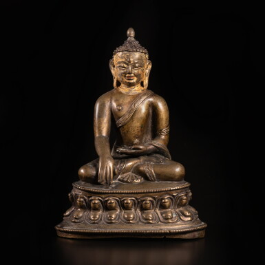 View full screen - View 1 of Lot 609. A copper alloy figure of Shakyamuni Buddha, West Tibet, circa 14th century.