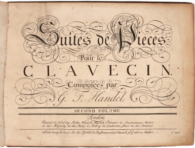 View full screen - View 1 of Lot 45. G.F. Handel. Suites de Pieces pour le clavecin, volumes 1 and 2, c.1736 and c.1733.