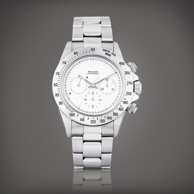 View full screen - View 1 of Lot 2251. Cosmograph Daytona, Reference 16520 | A stainless steel chronograph wristwatch with test dial and bracelet, Circa 1998 | 勞力士 | Cosmograph Daytona 型號16520 | 精鋼計時鏈帶腕錶,備試驗錶盤,約1998年製.