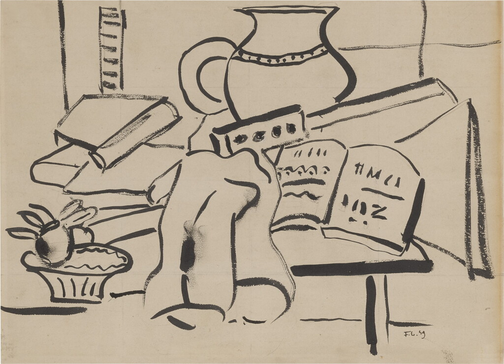 View full screen - View 1 of Lot 60. FERNAND LÉGER | FRUITS, VASE ET LIVRE.
