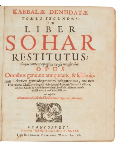 View full screen - View 1 of Lot 181. Knorr De Rosenroth, Cristian (translator) | A vast collection of Kabbalistic texts.