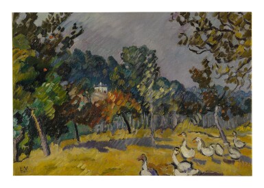 View full screen - View 1 of Lot 22. LOUIS VALTAT | LES OIES DANS LE PRÉ À CHOISEL.