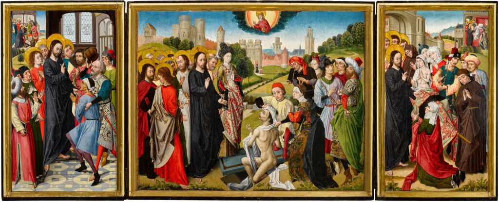 View full screen - View 1 of Lot 2. A triptych with the five miracles of Christ.