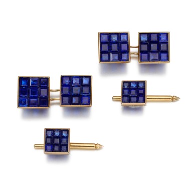 View full screen - View 1 of Lot 4. VAN CLEEF & ARPELS | SAPPHIRE DRESS SET .