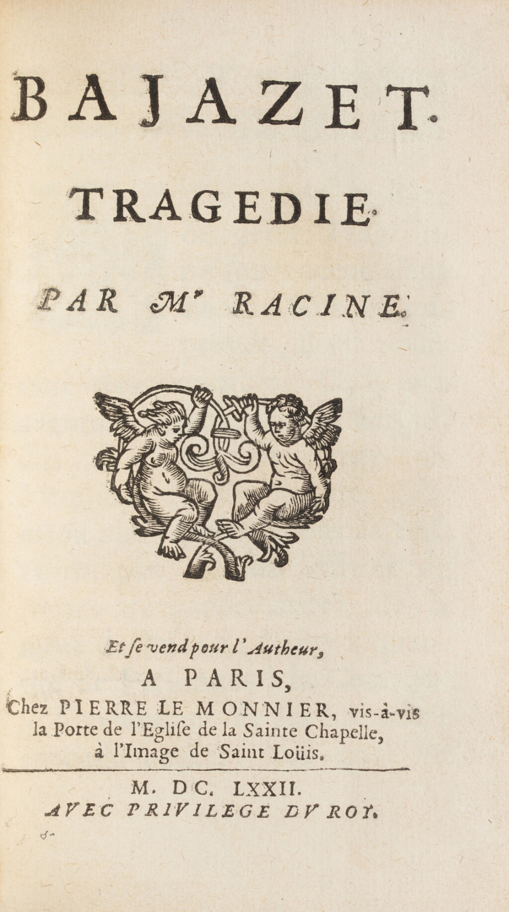 View full screen - View 1 of Lot 68. Bajazet. 1672. In-12. Édition originale. Maroquin janséniste rouge du XIXe siècle..
