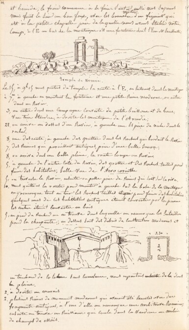 View full screen - View 1 of Lot 33. Journal d'un voyage en Morée, 1829-1830. Manuscrit autographe avec dessins..