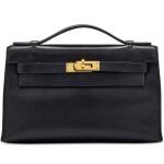 Black Evergrain Kelly Pochette Gold Hardware, 2004