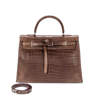View full screen - View 1 of Lot 389. Havane Matte Porosus Crocodile Kelly Flat 35 Palladium Hardware, 2008.