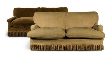 View full screen - View 1 of Lot 88. TWO OAK SOFAS BY HOWARD CHAIRS LTD., MODERN.