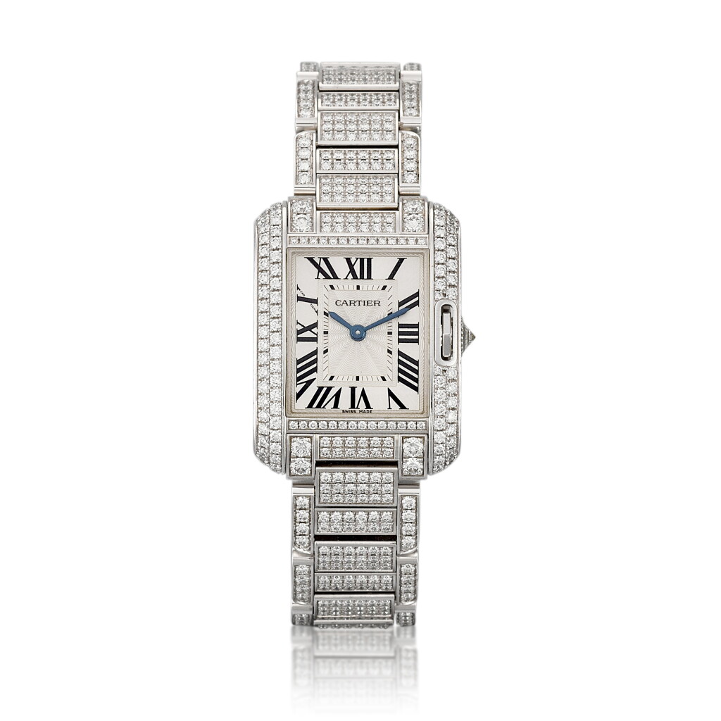 View full screen - View 1 of Lot 209. 'Tank Anglaise' Diamond Wristwatch | 卡地亞 | 'Tank Anglaise' 鑽石 腕錶.