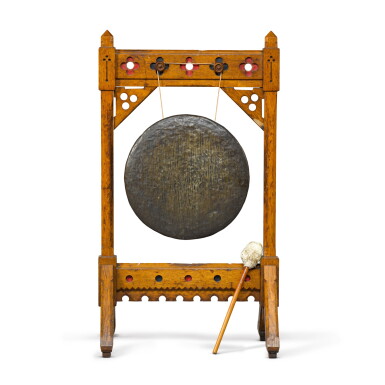View full screen - View 1 of Lot 4. A Victorian carved oak country house dinner gong, circa 1880, attributed to Howard & Sons.