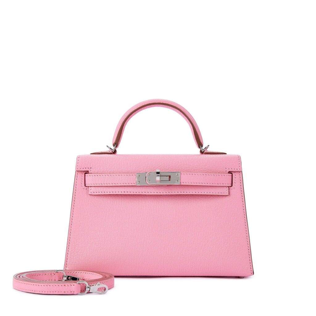 View full screen - View 1 of Lot 9604. Rose Confetti Chèvre Mini Kelly 20 II Palladium Hardware, 2020.
