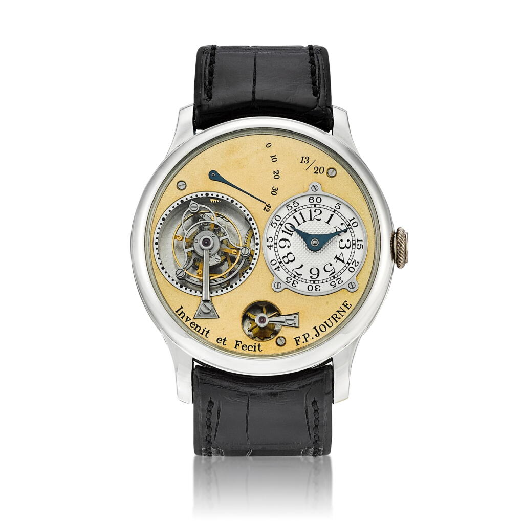 View full screen - View 1 of Lot 2095. Tourbillon Souverain "Souscription" | An important limited edition platinum tourbillon wristwatch with constant force remontoire, power reserve indication, yellow gold dial and brass movement, Circa 1999 | Tourbillon Souverain "Souscription" | 限量版鉑金陀飛輪腕錶,備恆定動力裝置、動力儲備顯示、黃金錶盤及銅製機芯,約1999年製.