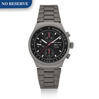 View full screen - View 1 of Lot 8260. PORSCHE DESIGN | HERITAGE CHRONOGRAPH, REFERENCE P6500 A LIMITED EDITION TIATANIUM CHRONRGRAPH WRISTWATCH WITH DAY, DATE AND BRACELET, CIRCA 2012.