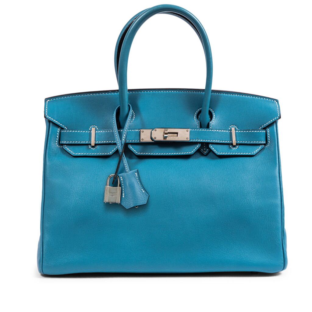 View full screen - View 1 of Lot 708. Bleu Jean Swift Birkin 30 Palladium Hardware, 2006 .
