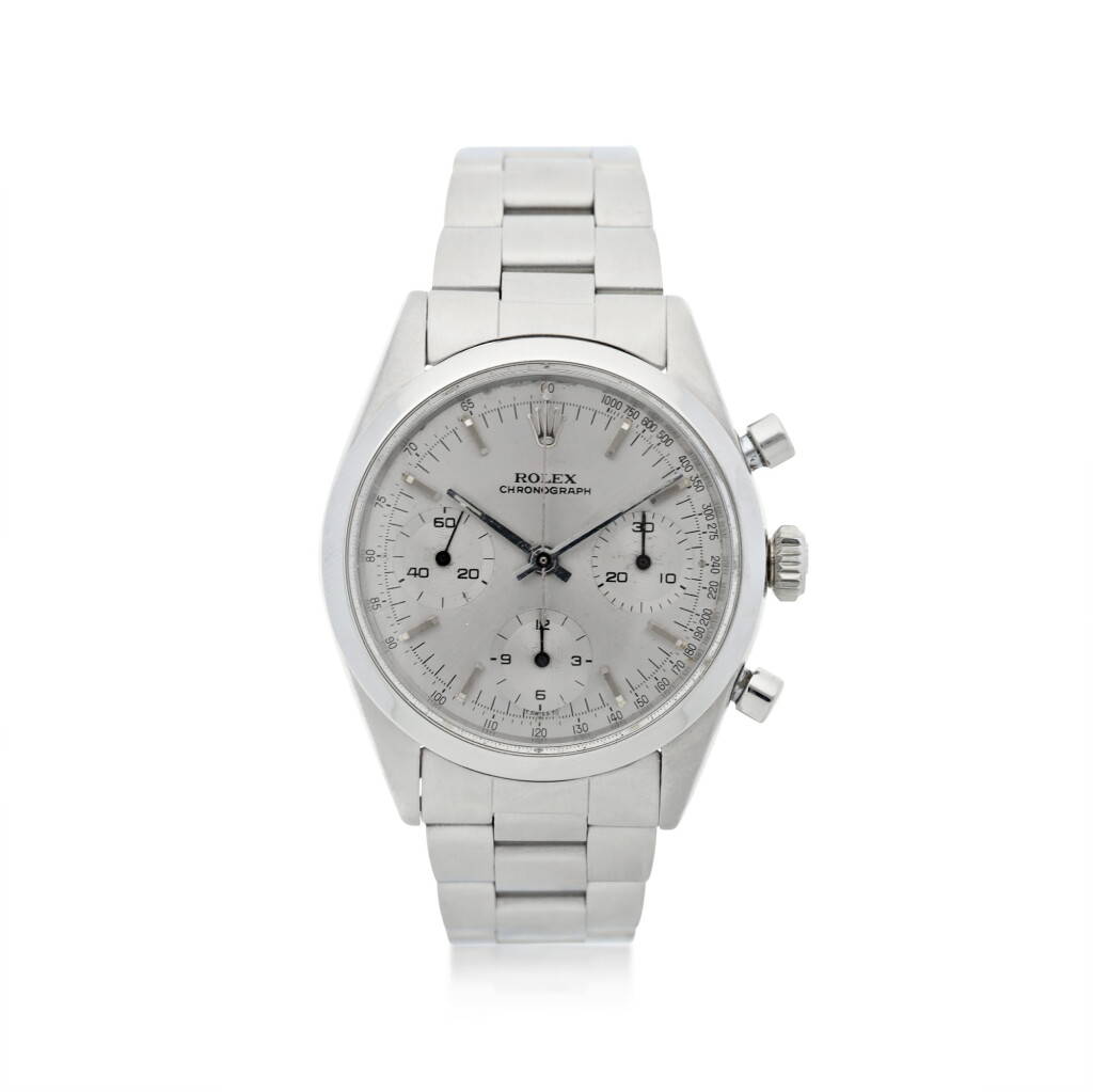 View full screen - View 1 of Lot 2. ROLEX | REFERENCE 6238 'PRE-DAYTONA' A STAINLESS STEEL CHRONOGRAPH WRISTWATCH WITH BRACELET, CIRCA 1964.