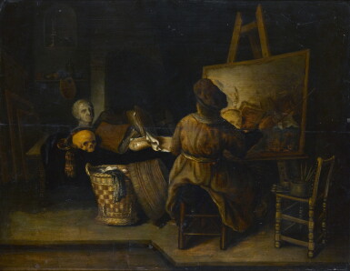 View full screen - View 1 of Lot 273. LEIDEN SCHOOL, 17TH CENTURY | A STILL-LIFE PAINTER IN HIS WORKSHOP.
