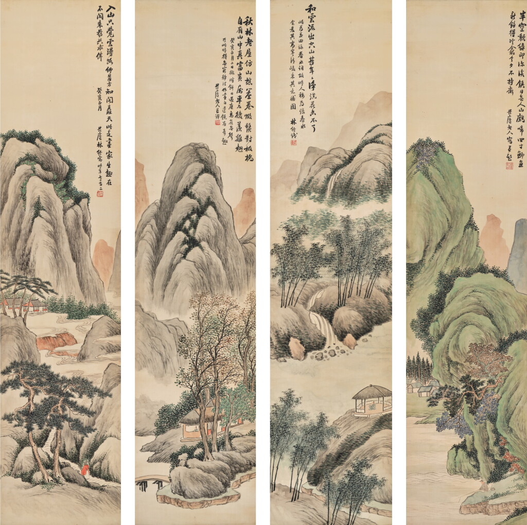 View full screen - View 1 of Lot 3113. 林紓 四時山水 | Lin Shu, Landscapes in Four Seasons.