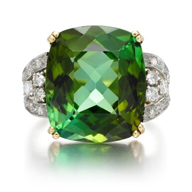 View full screen - View 1 of Lot 94. Tourmaline and diamond ring.