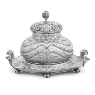 View full screen - View 1 of Lot 56. An American silver inkstand, Tiffany, New York, 1884, pattern number 7896, order number 3810.