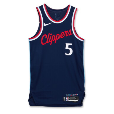 View full screen - View 1 of Lot 136. Bones Hyland Los Angeles Clippers 2024-2025 NBA Kia Tip-Off Game Issued Icon Edition Jersey.