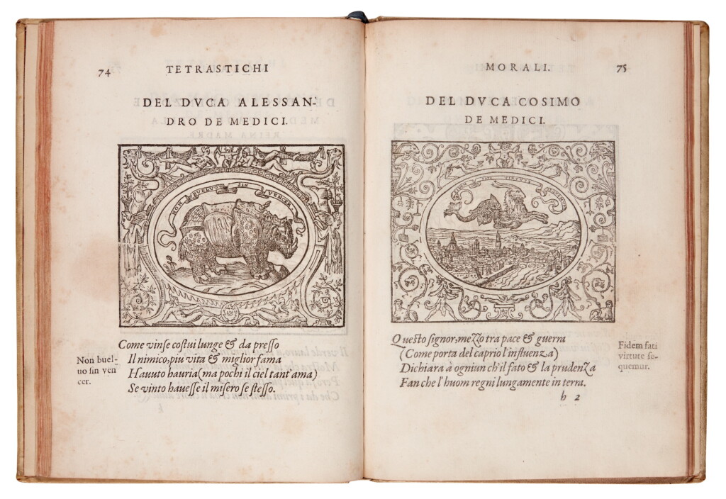 View full screen - View 1 of Lot 152. Giovio, Le sententiose imprese, Lyon, 1562, later vellum.