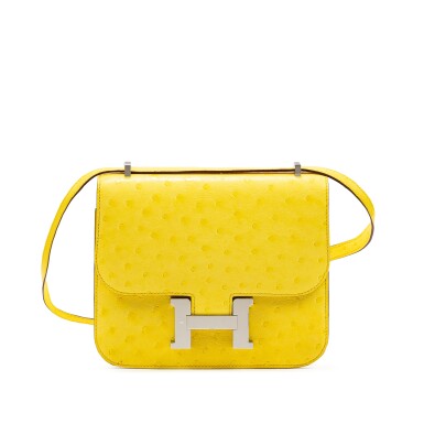 View full screen - View 1 of Lot 658. Jaune Citron Ostrich Constance 18 Palladium Hardware, 2022.