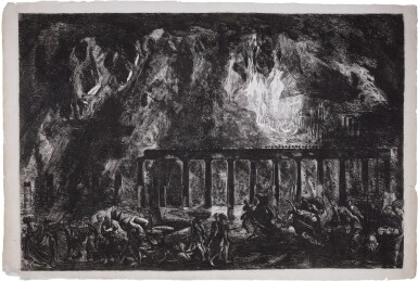View full screen - View 1 of Lot 87. Feu au Temple de Jupiter (Hind p. 90, Le Blanc 12).